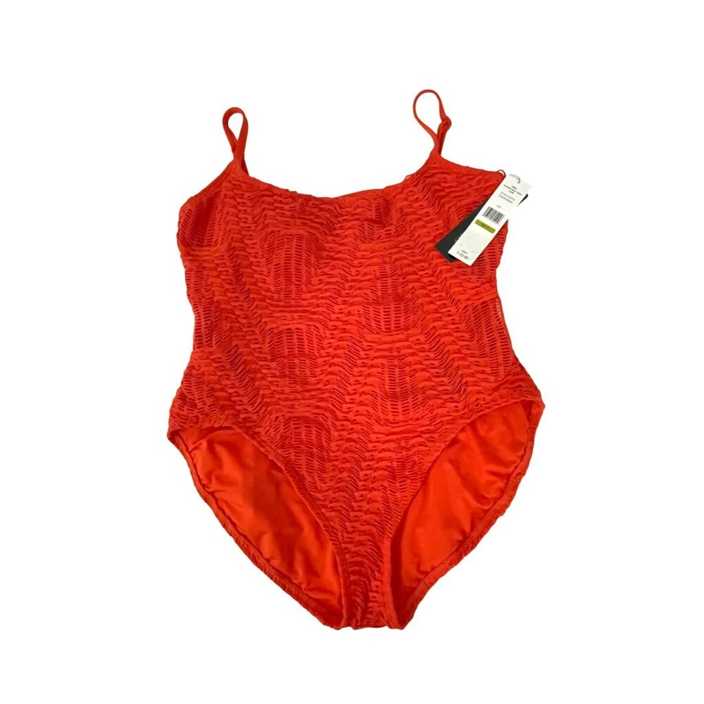 Carmen Marc Valvo $122 Cut Out Knit One Piece Swimsuit Sz 14 NWT - Picture 3 of 5